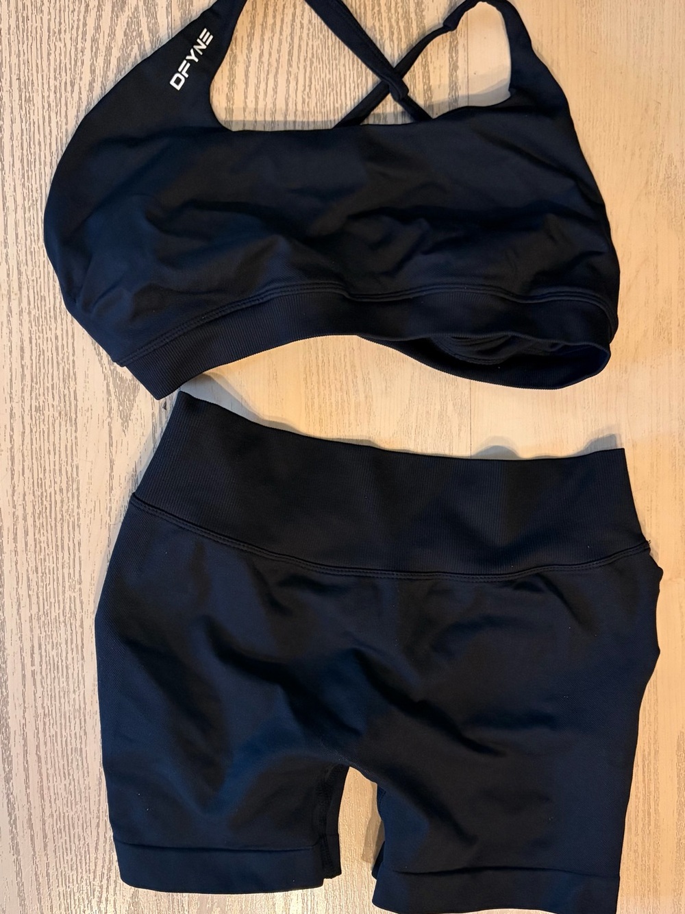 Black Athletic Shorts  and sports bra